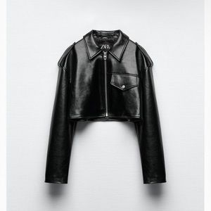 ZARA Cropped Leather Jacket NWT